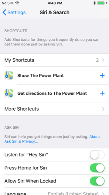 Screenshot taken from a smartphone of Siri Shortcuts feature.