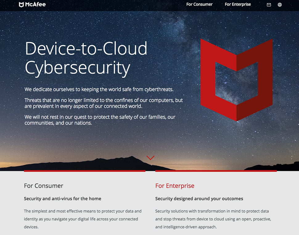 McAfee's cybersecurity website.