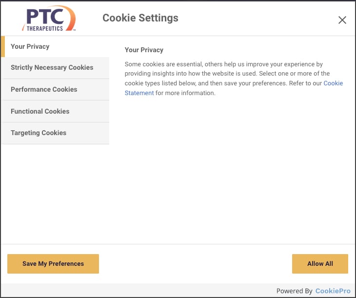 PTC's cookie settings