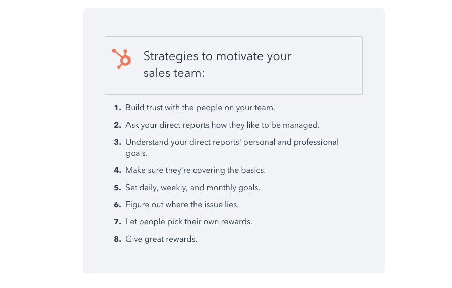 List of 8 strategies to motivate your sales team