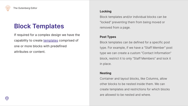 Screenshot of different content block types