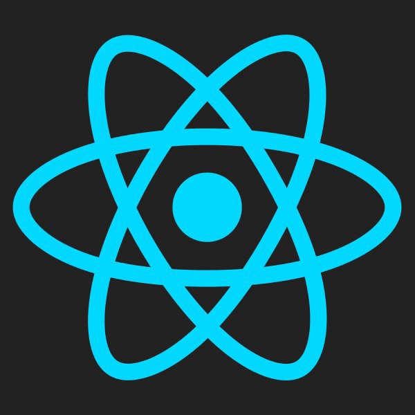 React Native logo - black background, blue logo