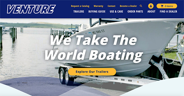Snapshot of Venture Trailers' home page